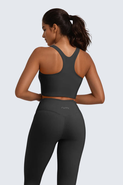 W SunSoft Plush RacerBack Crop Top Bra - Black