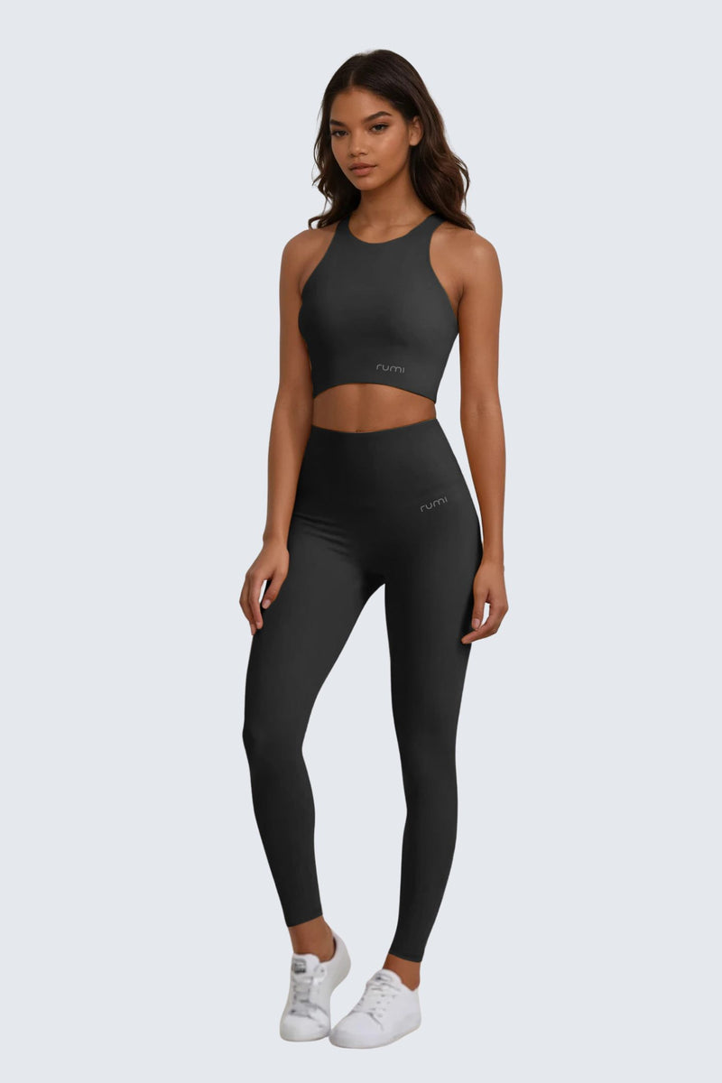 W SunSoft Plush RacerBack Crop Top Bra - Black