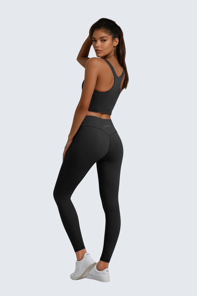 W SunSoft Plush RacerBack Crop Top Bra - Black