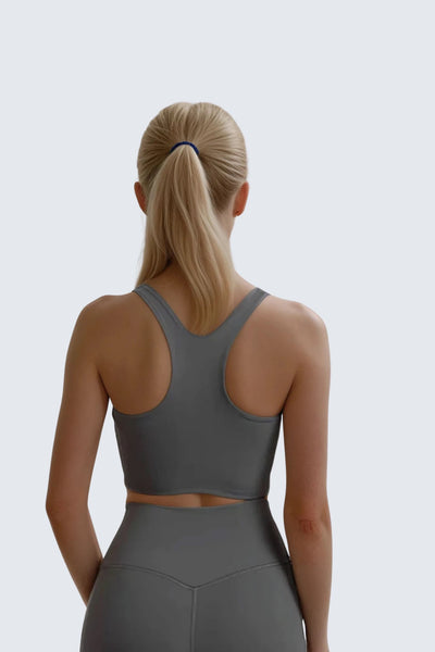 W SunSoft Plush RacerBack Crop Top Bra - Graphite
