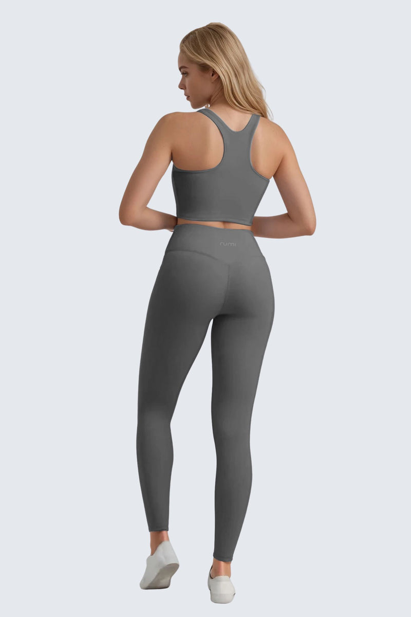 W SunSoft Plush RacerBack Crop Top Bra - Graphite