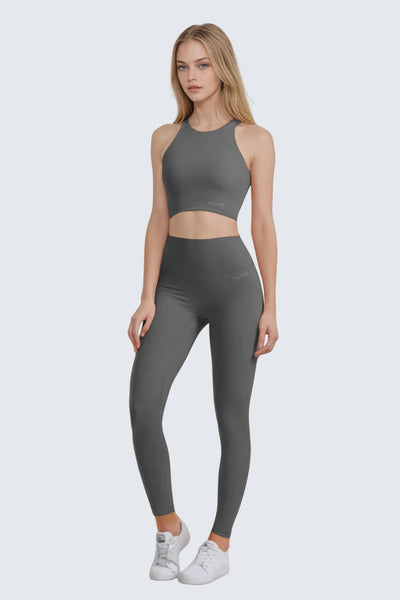 W SunSoft Plush RacerBack Crop Top Bra - Graphite