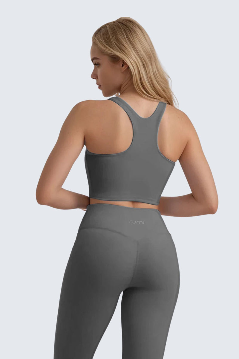 W SunSoft Plush RacerBack Crop Top Bra - Graphite