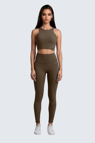 W SunSoft Plush RacerBack Crop Top Bra - Wood