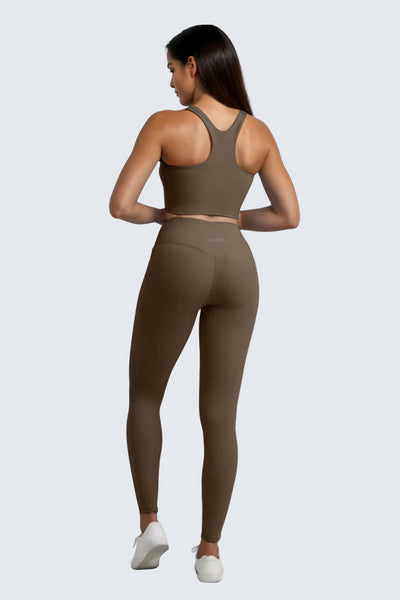 W SunSoft Plush RacerBack Crop Top Bra - Wood