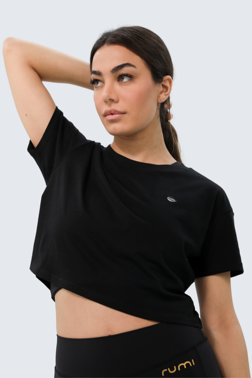 W Moon Tee Cropped - Black