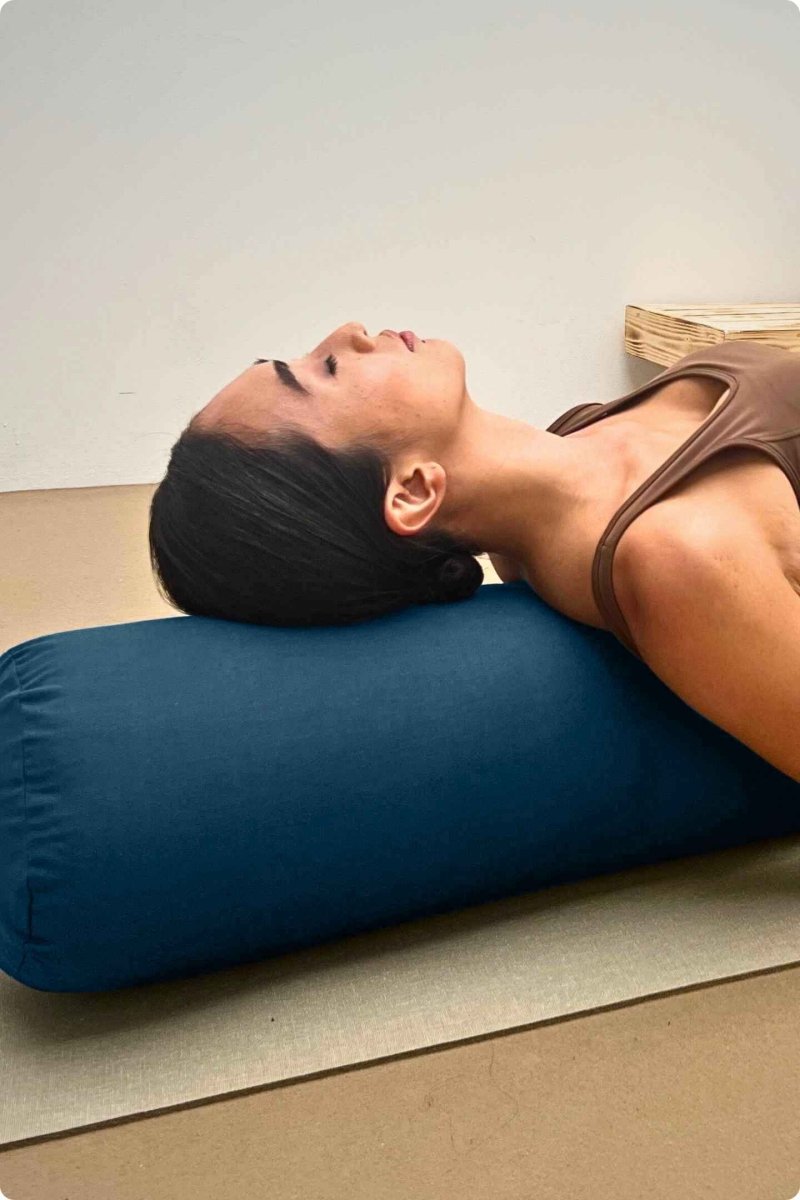Rumi Earth - Cotton Yoga Bolster – Round - Indigo - RU - YCB - RD - IO - Yoga Props