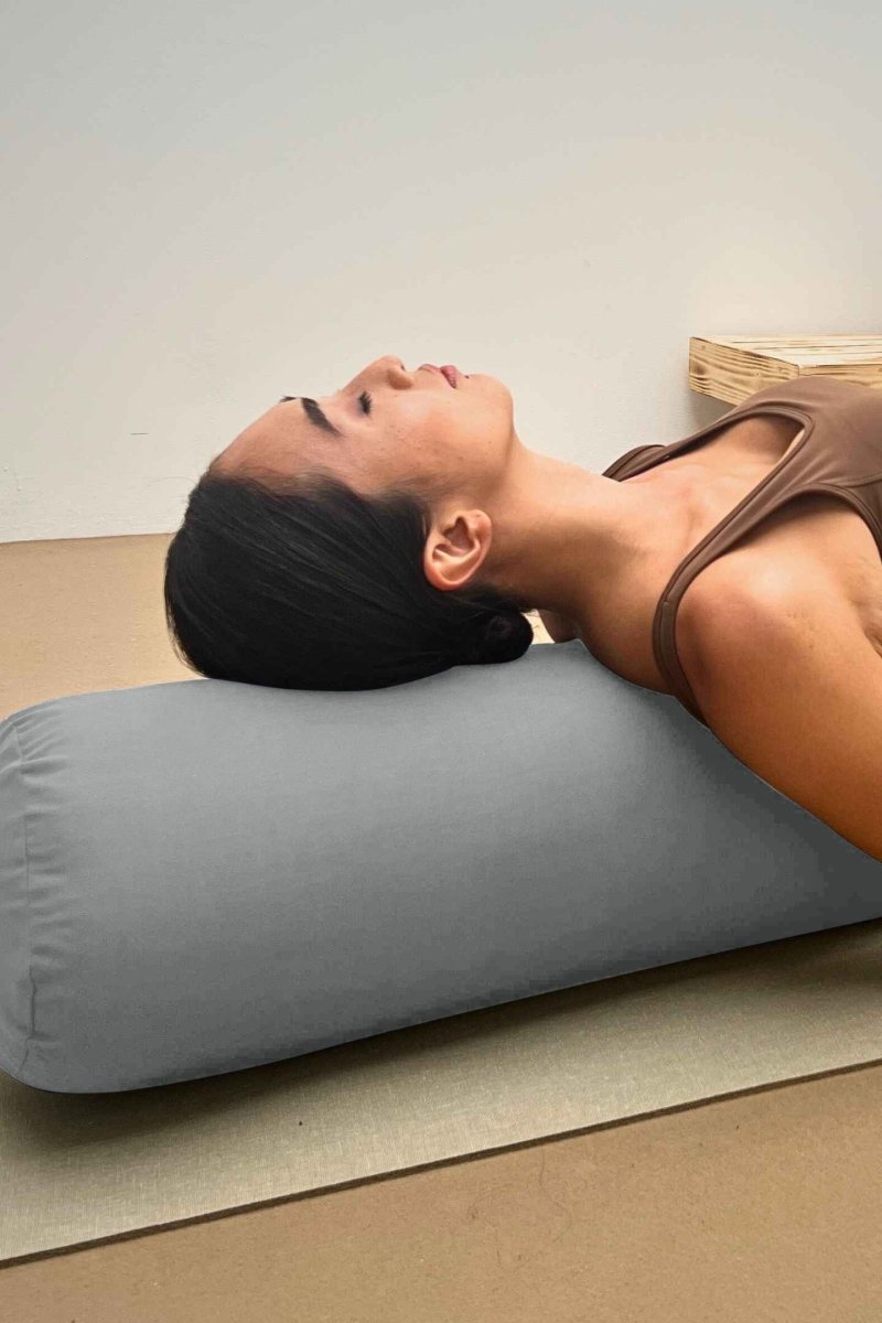 Rumi Earth - Cotton Yoga Bolster – Round - Stone - RU - YCB - RD - SE - Yoga Props