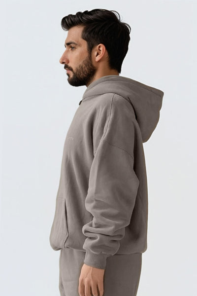 Rumi Earth - U Moon Dento Sweatshirt Oversize Fleece + Hoodie - Camel - R113221CM - M - 