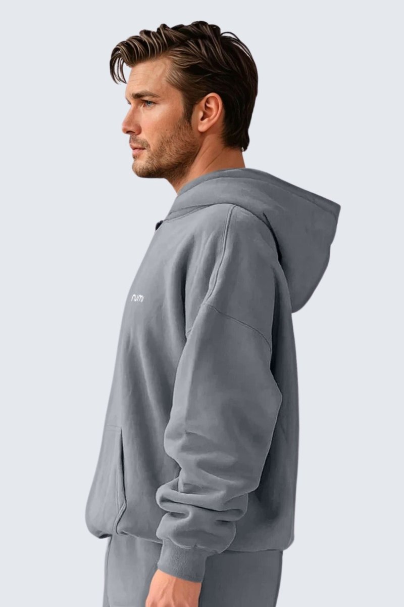 Rumi Earth - U Moon Dento Sweatshirt Oversize Fleece + Hoodie - Stone - R113221SEP - M - 