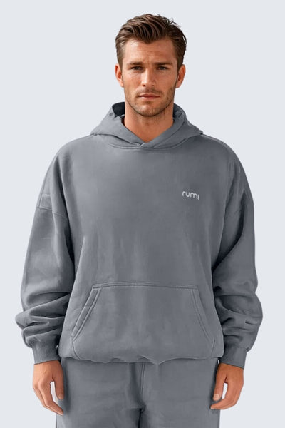 Rumi Earth - U Moon Dento Sweatshirt Oversize Fleece + Hoodie - Stone - R113221SEP - M - 