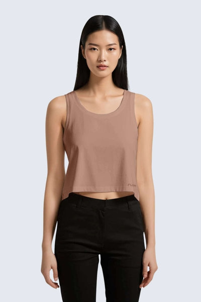 Rumi Earth - W Moon Air Cropped Singlet Tank - Rose Deep - R131221RPP - Tops