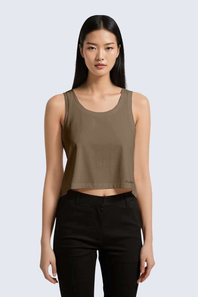 Rumi Earth - W Moon Air Cropped Singlet Tank - Wood - R131221WDP - Tops