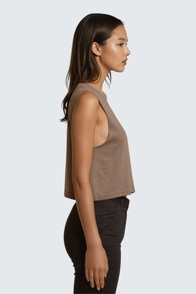 Rumi Earth - W Moon Air Cropped Tank - Wood - R131220WDP - Tops