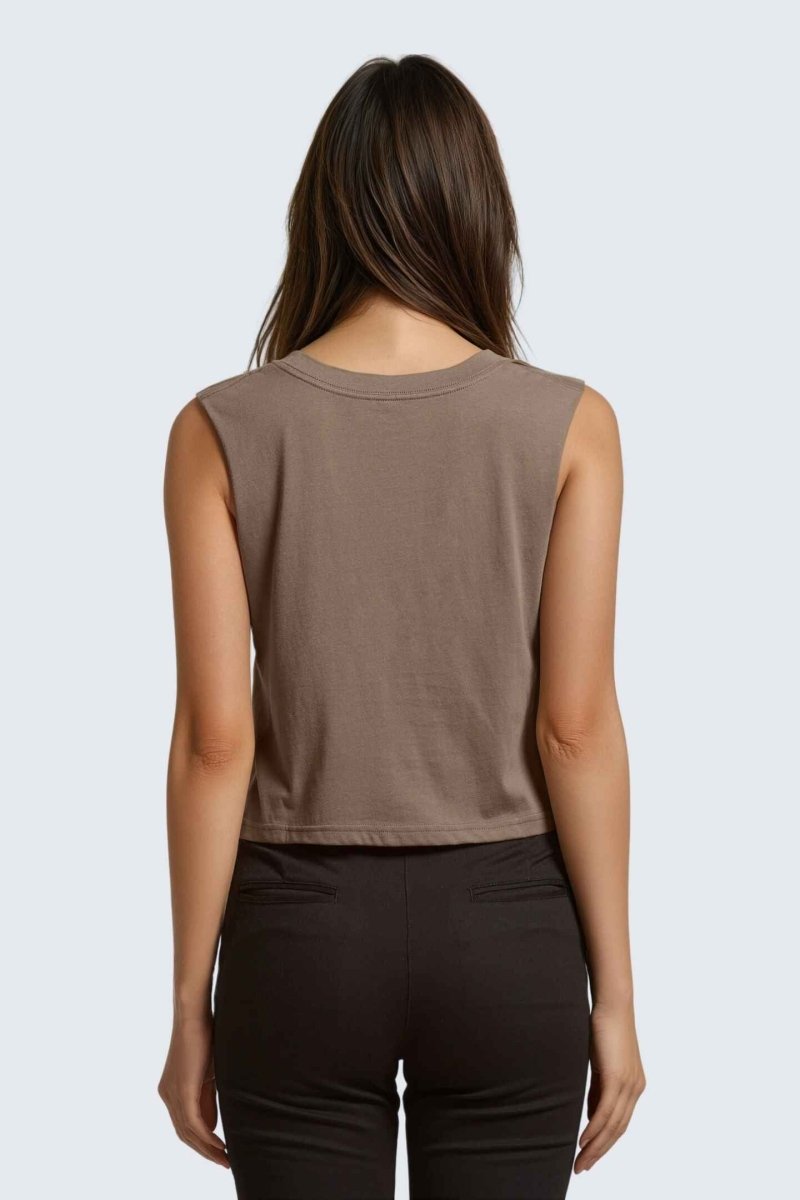 Rumi Earth - W Moon Air Cropped Tank - Wood - R131220WDP - Tops