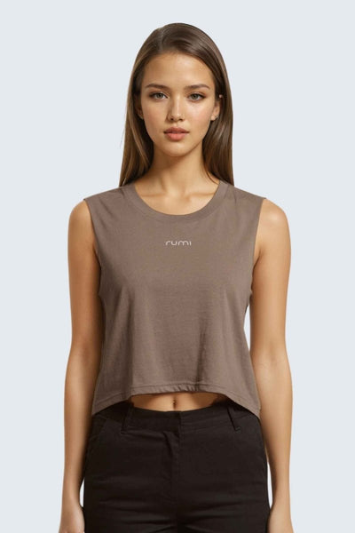 Rumi Earth - W Moon Air Cropped Tank - Wood - R131220WDP - Tops
