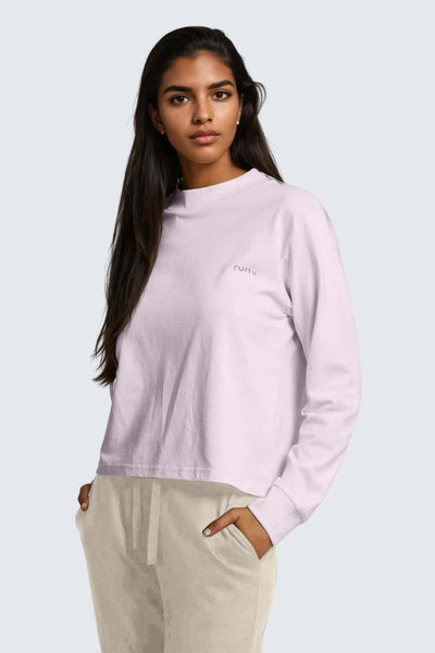 Rumi Earth - W Moon Tee Mock - Neck Long - Sleeve - Orchid - R111222ODP - Tops