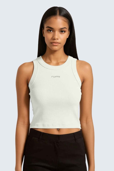 Rumi Earth - W MoonRib Cropped Tank - Natural - R131222NLP - Tops