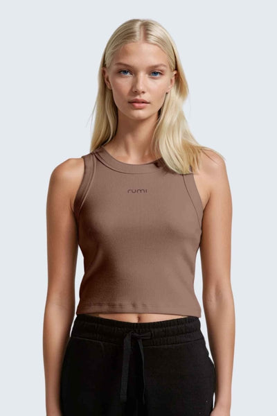 Rumi Earth - W MoonRib Cropped Tank - Rose Deep - R131222RPP - Tops