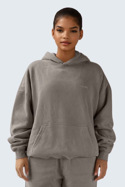 Rumi Earth - WU Moon Dento Sweatshirt Oversize Fleece + Hoodie - Camel - R113221CMP - 